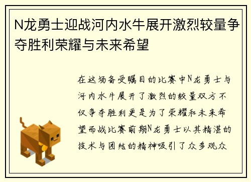 N龙勇士迎战河内水牛展开激烈较量争夺胜利荣耀与未来希望